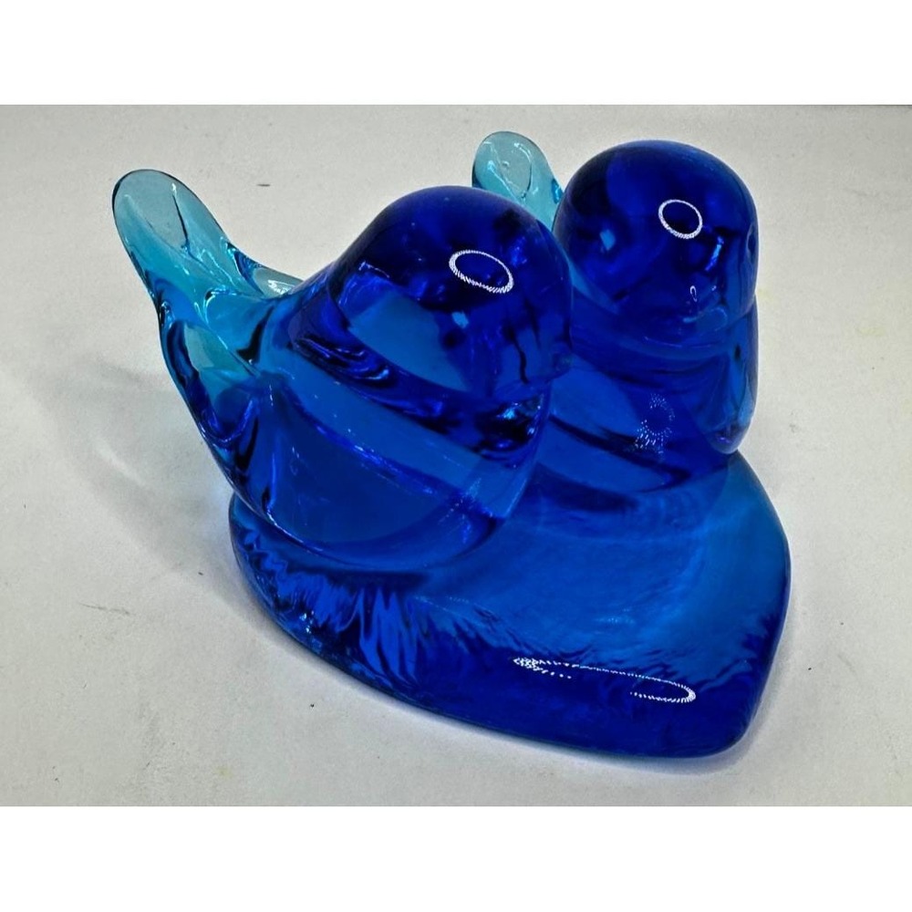 Vtg BlueBird of Happiness Love birds Heart Terra Studios Signed Leonard 1989
